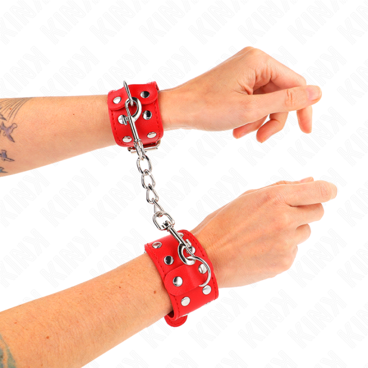 Kink - Pulseiras Com Linha Dupla de Pregos Ajustáveis Vermelho