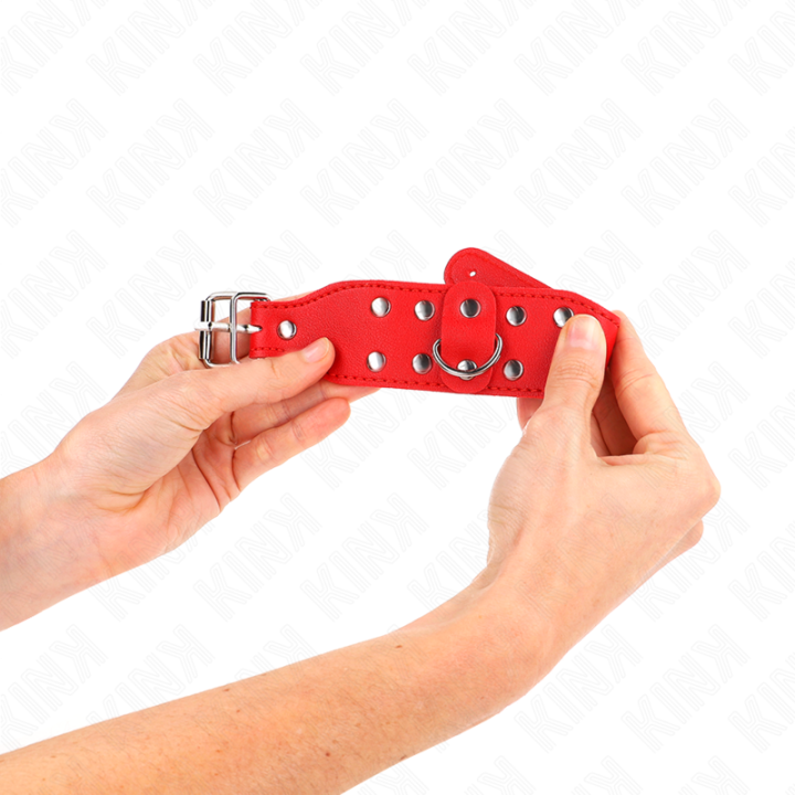 Kink - Bracelets Avec Double Ligne de Clous Réglables Rouge