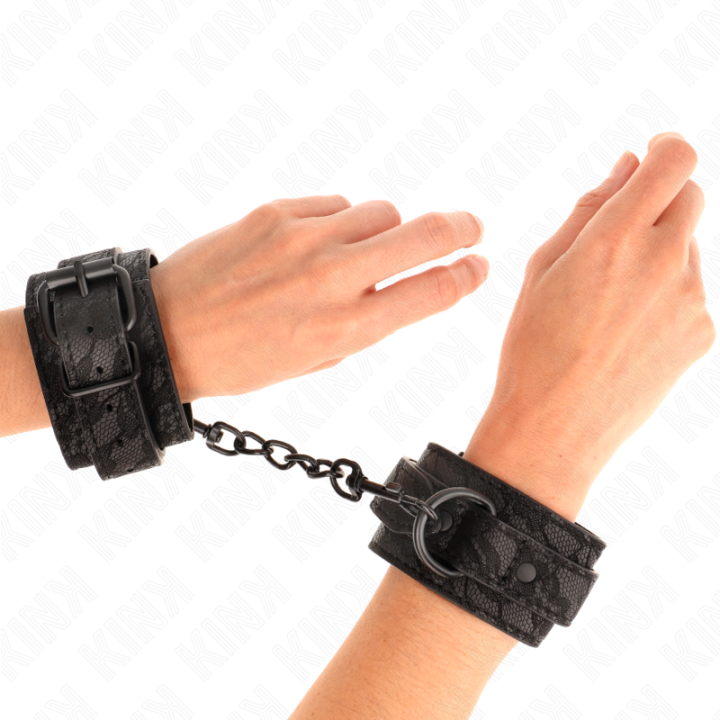 Kink - Muñequeras de Encaje Ajustable Negro 19-26 cm