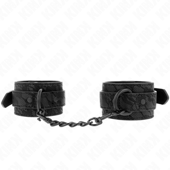 Kink - Dark Lace Covered Wrist Cuffs Adjustable Black 19-26 cm