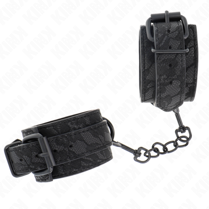 Kink - Dark Lace Covered Wrist Cuffs Adjustable Black 19-26 cm
