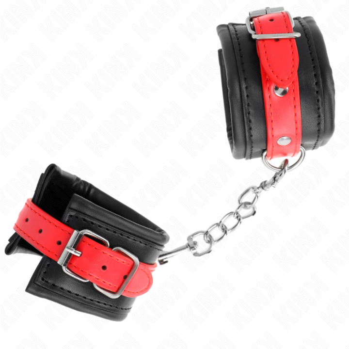 Kink - Muñequeras Negro Con Correa Rojo Ajustable 17-28 cm x 6 cm