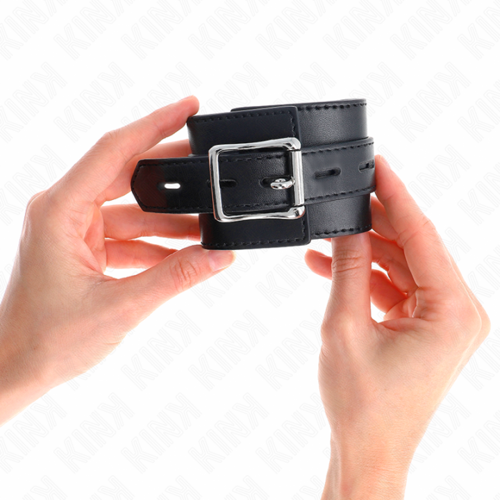 Kink - Wrist Restraints Black With Black Belt Adjustable 17-28 cm x 6 cm