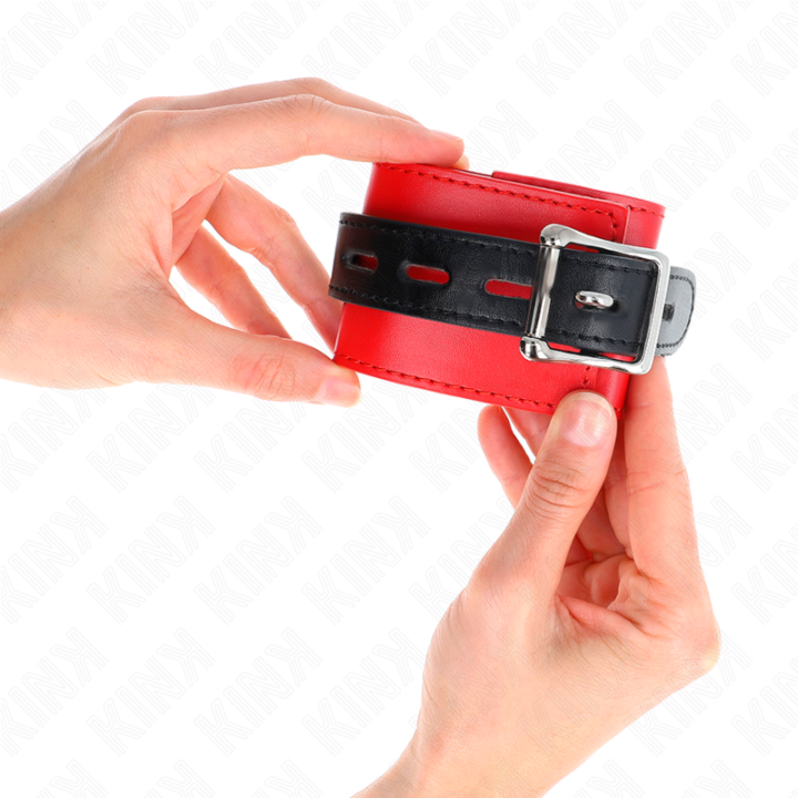Kink - Wrist Restraints Red With Black Belt Adjustable 17-28 cm x 6 cm