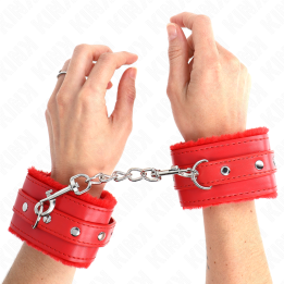 Kink - Pulso Premium Forro de Pele Vermelho Com Cinto Vermelho Ajustável 17-29 cm x 6 cm