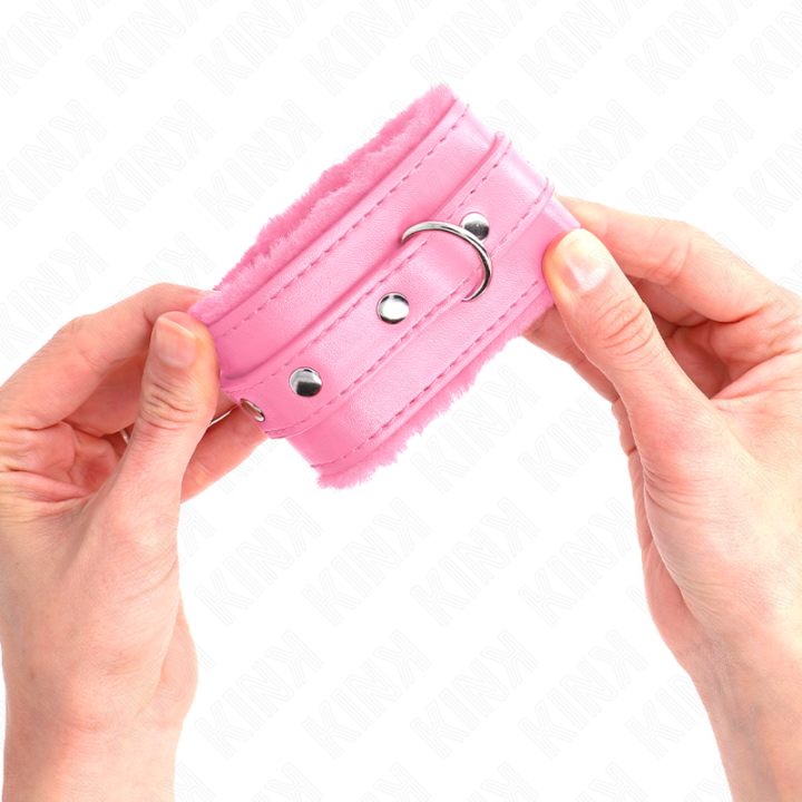 Kink - Pulso Premium Forro de Pele Rosa Com Cinto Rosa Ajustável 17-29 cm x 6 cm