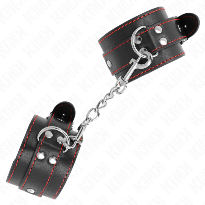 Kink - Appui-Poignets Noir Avec Doublure Rouge Réglable 20-28 cm x 5,5 cm