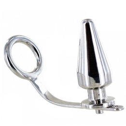 Metal Hard - Steel Ring With Anal Plug 80 x 55 mm