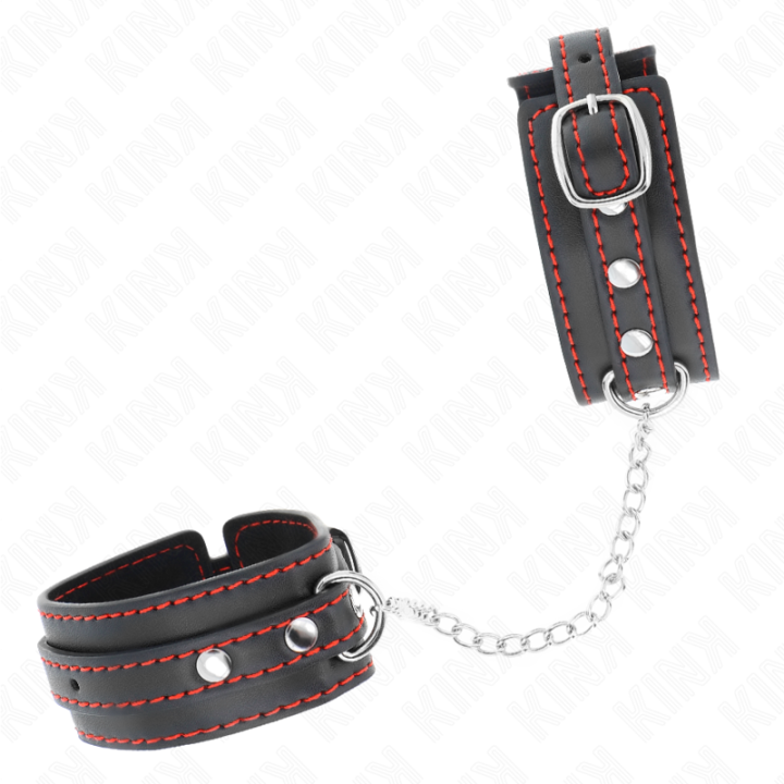 Kink - Pequenos Punhos Pretos Com Forro Vermelho Ajustáveis 14-24 cm x 3,5 cm