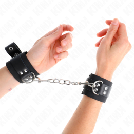 Kink - Appui-Poignets en Nylon Noir Avec Ceinture en Cuir Noir Ajustable 19-29 cm x 5,1 cm