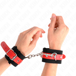 Kink - Appui-Poignets en Nylon Noir Avec Cuir Rouge Ajustable 19-24 cm x 5,5 cm
