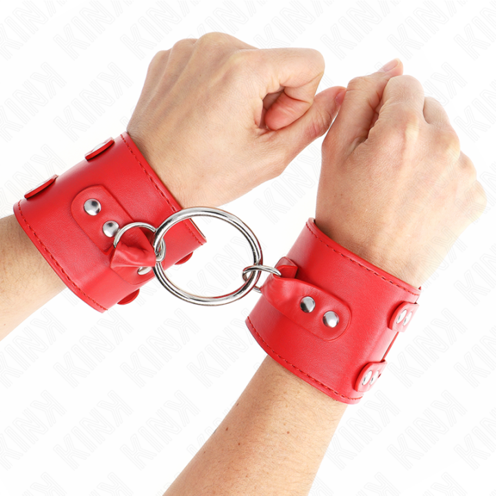 Kink - Pulso Fixo Com Anel e Pregos Ajustáveis Vermelho 17-22 cm x 6,5 cm