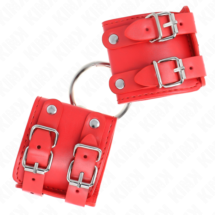 Kink - Pulso Fixo Com Anel e Pregos Ajustáveis Vermelho 17-22 cm x 6,5 cm
