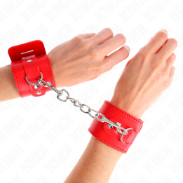 Kink - Appui-Poignets Avec Fermeture Par Cadenas Rouge Ajustable 16-23 cm x 5,5 cm