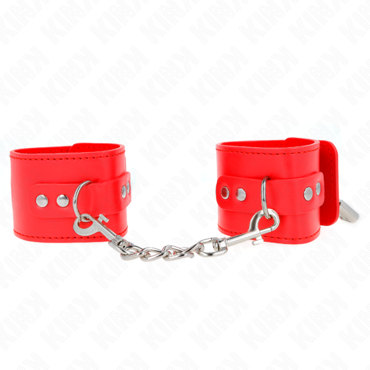 Kink - Wrist Restraints With Padlock Closure Red Adjustable 16-23 cm x 5.5 cm