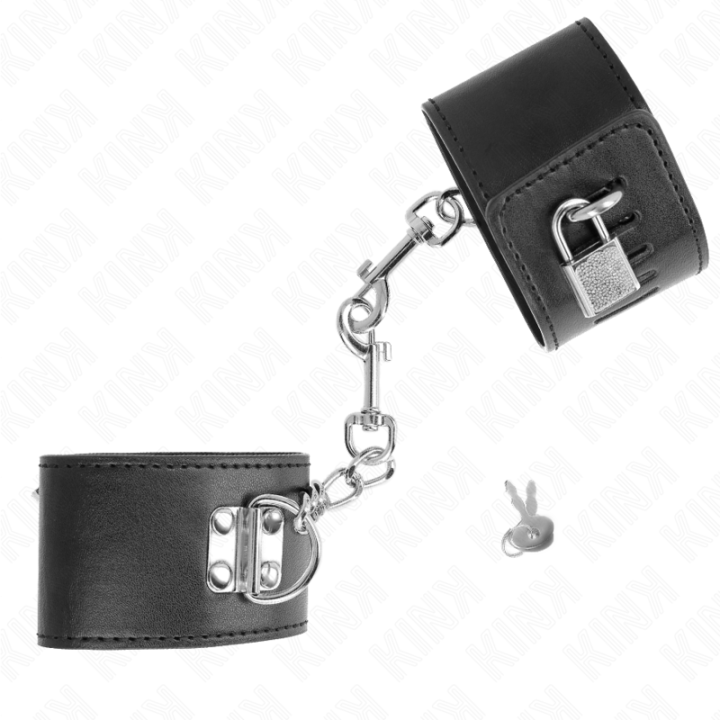 Kink - Appui-Poignets Avec Fermeture Par Cadenas Noir Ajustable 16-23 cm x 5,5 cm