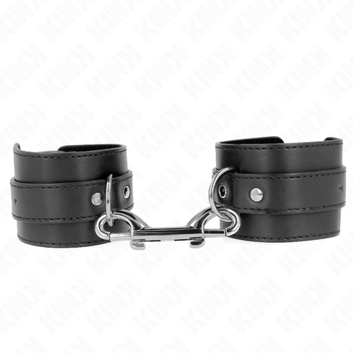 Kink - Wrist Restraints-Single Rivet Row And Big Buckle Black Adjustable 17-28 cm x 5 cm