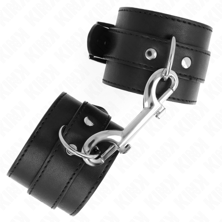 Kink - Wrist Restraints-Single Rivet Row And Big Buckle Black Adjustable 17-28 cm x 5 cm