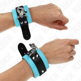 Kink - Appui-Poignets Verrouillables Premium Noir / Bleu Réglable 21-28 cm x 5,5 cm