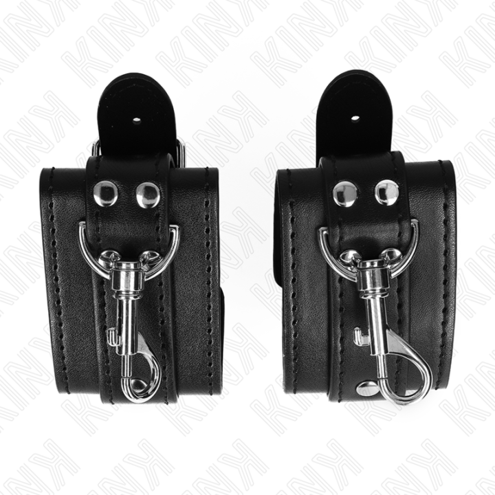Kink - Proteções de Pulso de Masmorra Com Bloqueio Preto Ajustáveis 21-28 cm x 5,5 cm