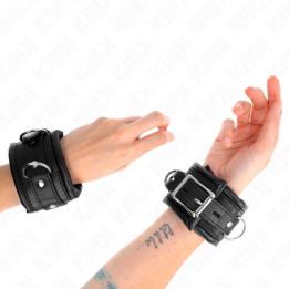 Kink - Appui-Poignets Lourds Doublés de Fourrure Noire Réglables 20-30 cm x 6 cm