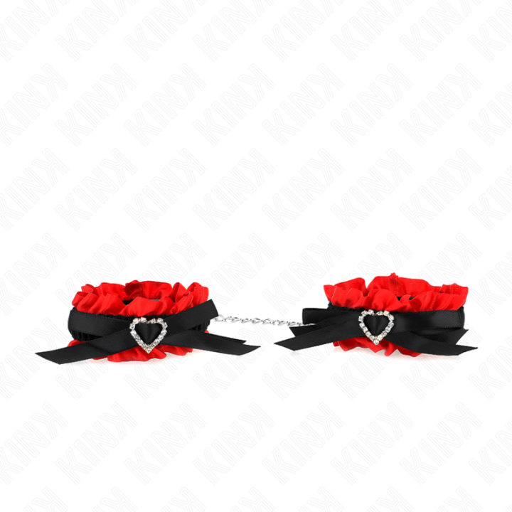 Kink - Lace Elastic Wrist Restraints Red Heart Details Adjustable 22-35 cm