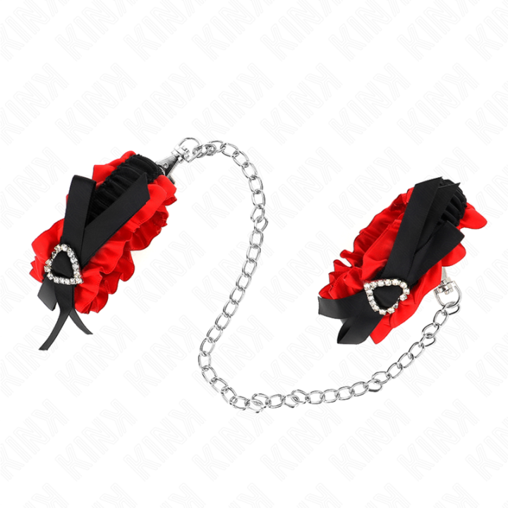 Kink - Lace Elastic Wrist Restraints Red Heart Details Adjustable 22-35 cm