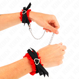 Kink - Muñequeras Elásticas de Encaje Con Detalle Corazón Rojo Ajustable 22-35 cm