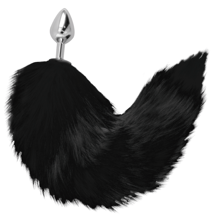 Darkness - Silver Anal Plug 8 cm With Black Tail