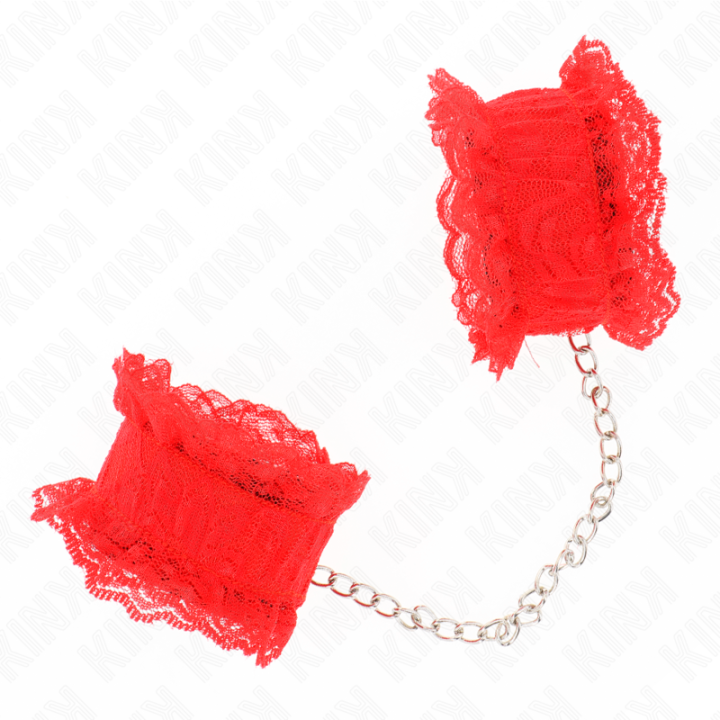 Kink - Attentes-Poignets Élastiques en Dentelle Rouge