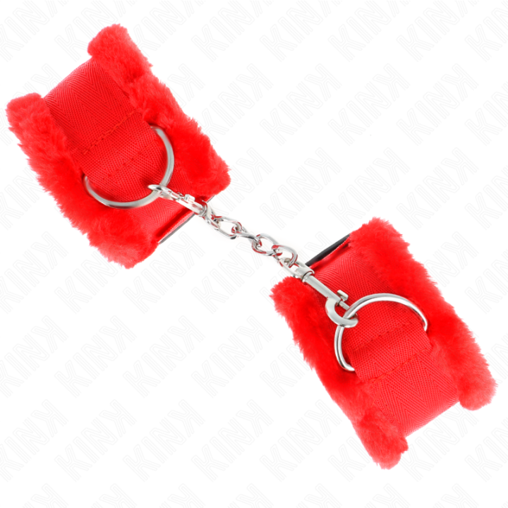 Kink - Appui-Poignets Doublés de Fourrure Rouge Ajustable 17-31 cm x 7 cm