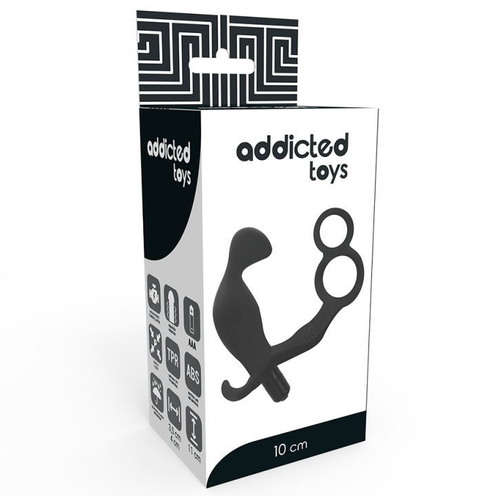 Addicted Toys - Plug Anale Con Doppio Anello Per Pene e Testicoli Neri