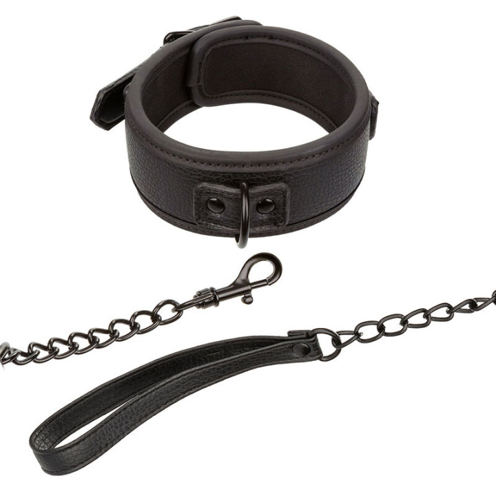 Calexotics - Nocturnal Collier et Laisse en Cuir Réglable Noir