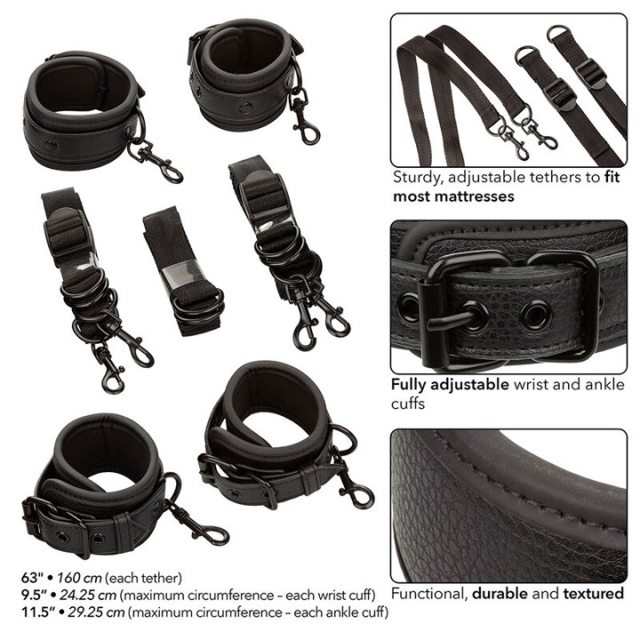 Calexotics - Nocturnal Restricciones de Cama Cuero Ajustable Negro