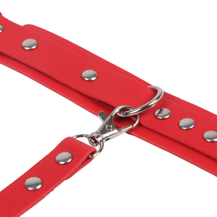 Subblime - 953706 Handcuffs With Bondage Belt Red One Size
