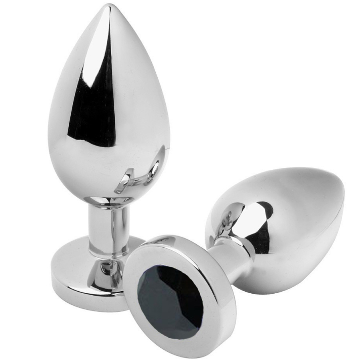 Metal Hard - Plug Anal Diamante Preto Médio 7,62cm