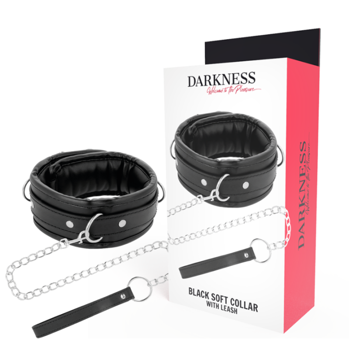 Darkness - Collier en Cuir Souple Avec Chaîne