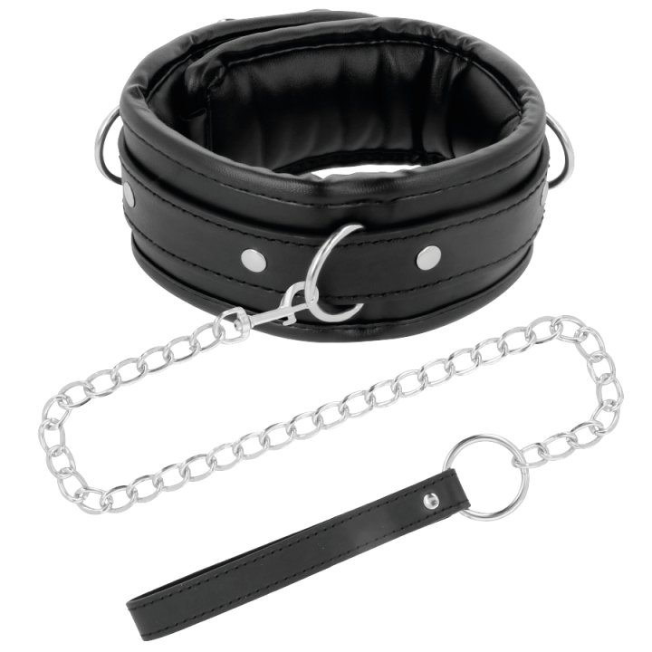 Darkness - Collier en Cuir Souple Avec Chaîne