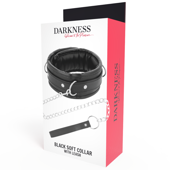 Darkness - Collier en Cuir Souple Avec Chaîne