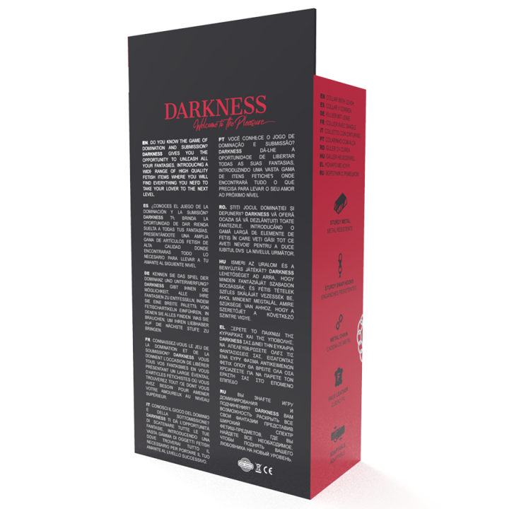 Darkness - Collana in Morbida Pelle Con Catena