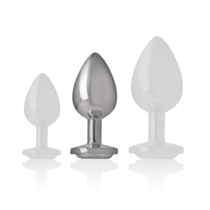 Intense - Aluminum Metal Anal Plug With Silver Crystal Size m