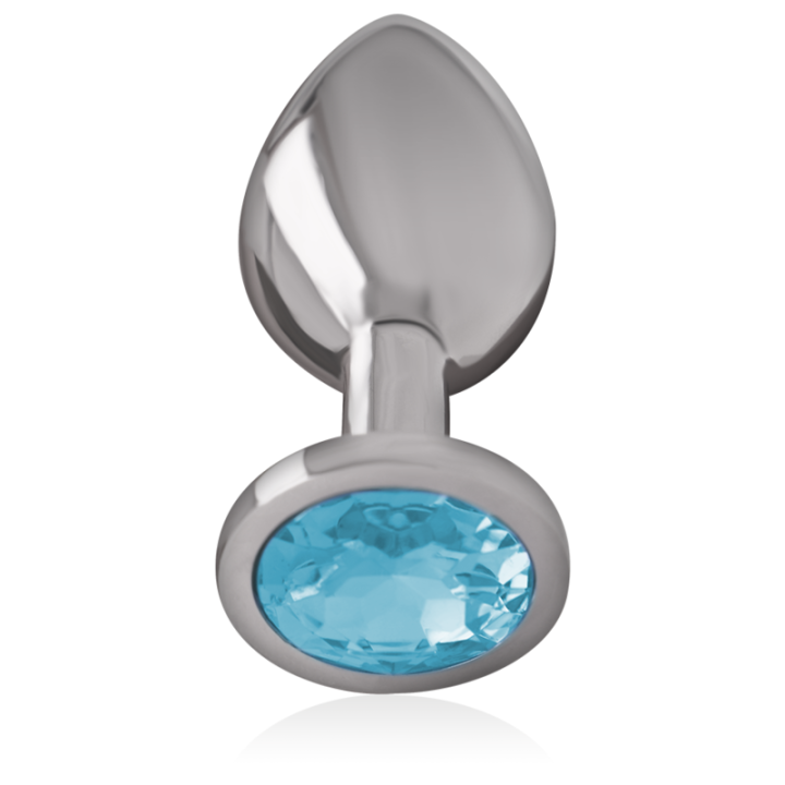 Intense - Analstecker Aus Aluminiummetall Mit Blauem Kristall, Grösse s
