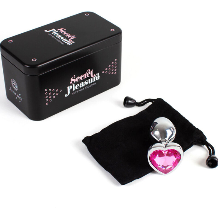 Secretplay - Metal Butt Plug Fuchsia Heart Small Size 7 cm
