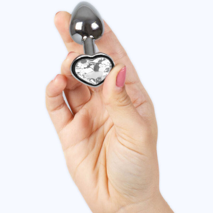 Secretplay - Metal Butt Plug Clear Crystal Heart Small Size 7 cm