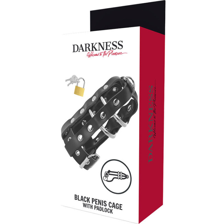 Darkness - Jaula Castidad Cuero Con Candado
