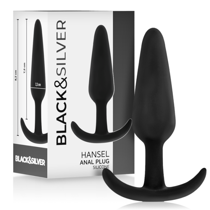 Black&Silver - Plug Anal de Silicone Hansel Com Cabo Pequeno