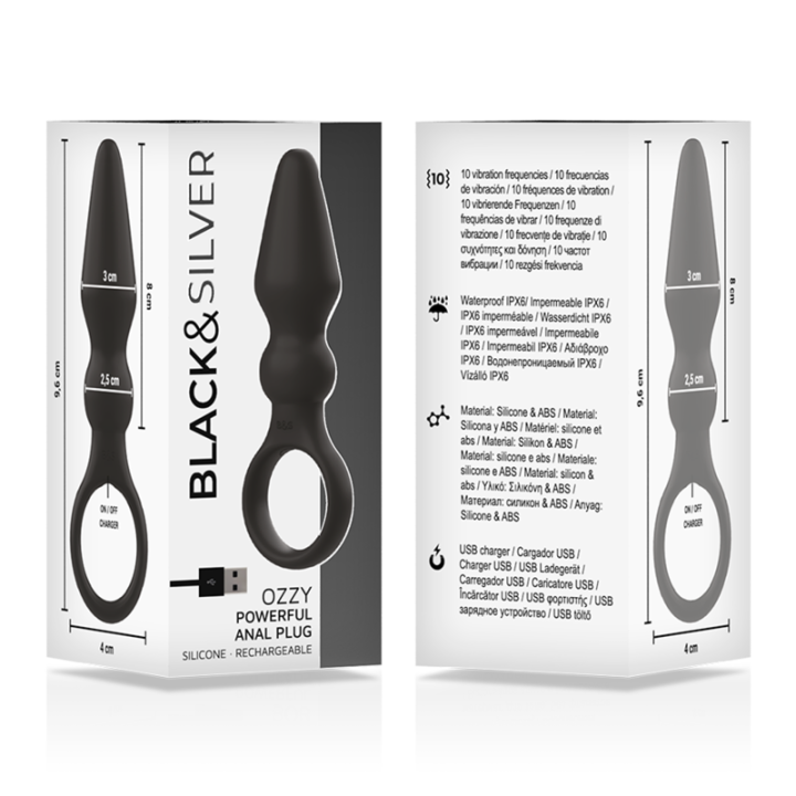 Black&Silver - Plugue Anal de Silicone Poderoso Ozzy