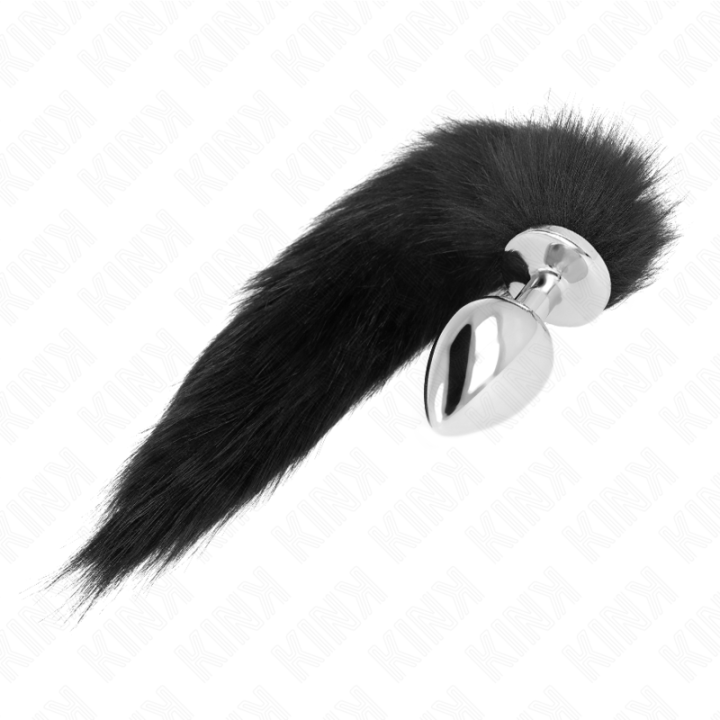 Kink - Plug Anal Tamanho l 10 x 4 cm Com Cauda Sintética 40 cm Preto