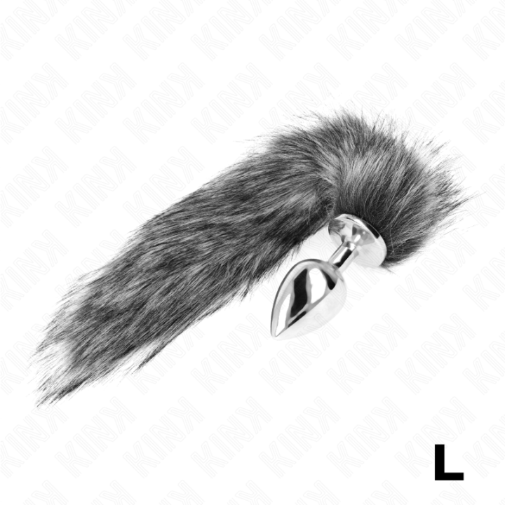 Kink - Anal Plug Size l 10 x 4 cm With Synthetic Tail 40 cm Grey