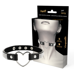 Coquette Chic Desire - Weganski Choker z Serduszkiem Skorzanym